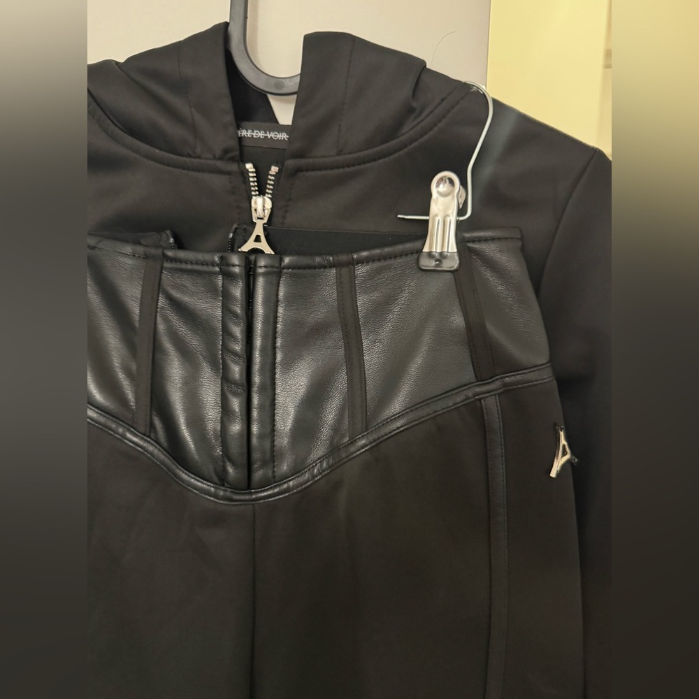 Maniere De Voir Black Jacket with Leather Accents